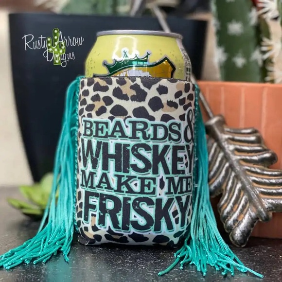 Regular Can Beards and Whiskey Fringe Koozie - Picture 1 of 1